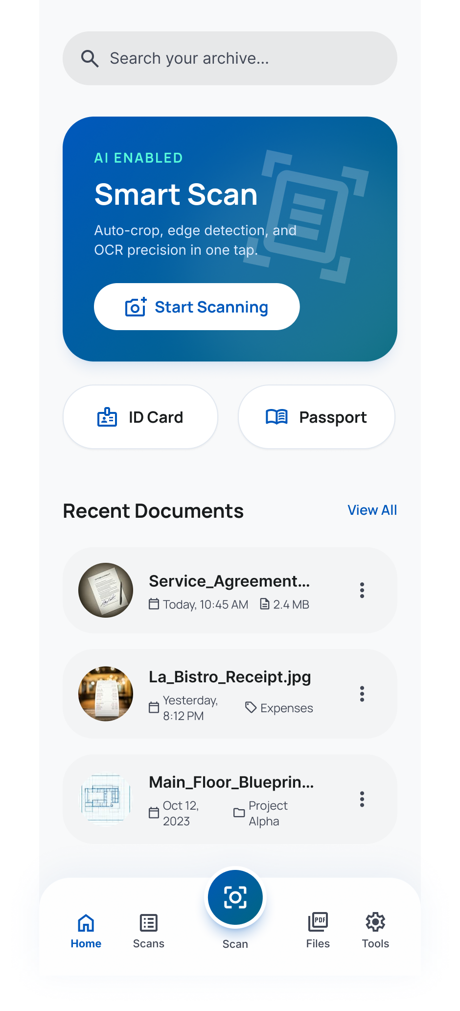Smart Scan home screen
